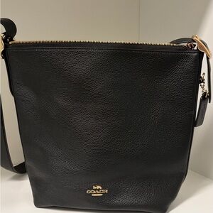 Coach Black Pebbled Leather Gold-Tone Zip Crossbody